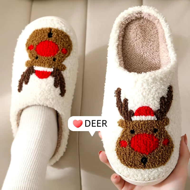 Christmas Slippers Women'S Men Home Bedroom Shoes Winter Men'S Female Indoor Plush Soft Fluffy Living Room Floor Flip Flops